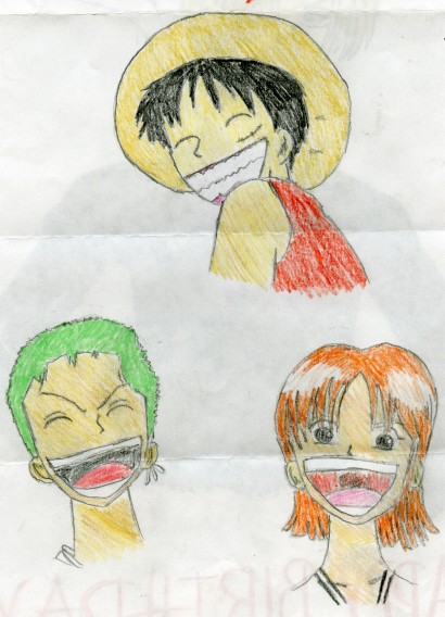 Luffy, Zoro, and Nami by idrownedincheese