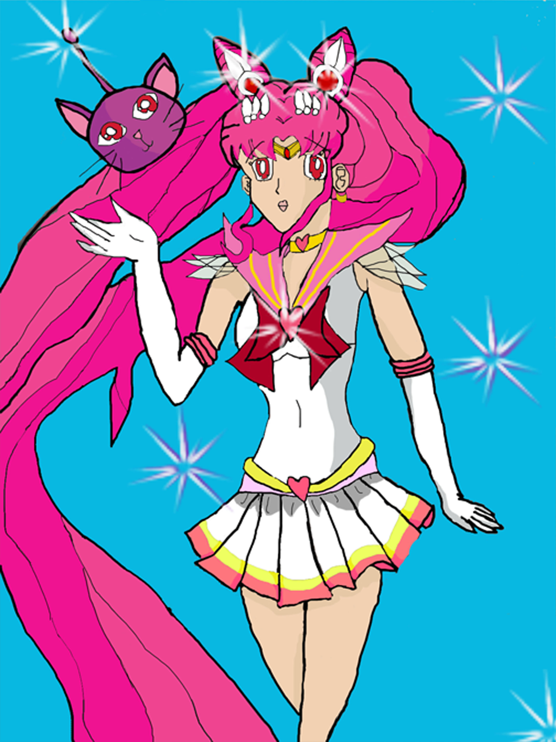 a colored version of older sailor chibi moon by ilikktomoo1