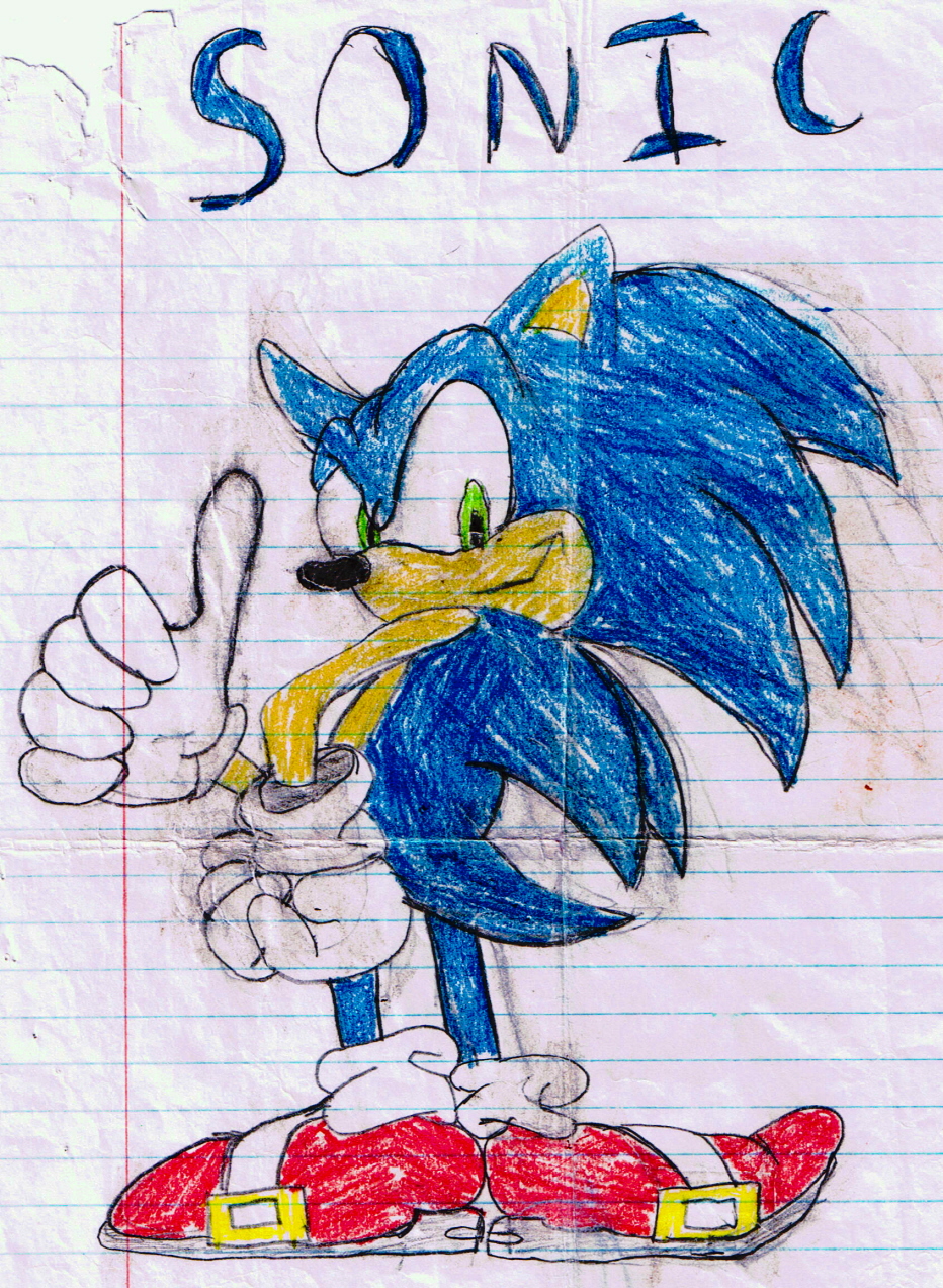 First Sonic pic ever drawn by iloveanime