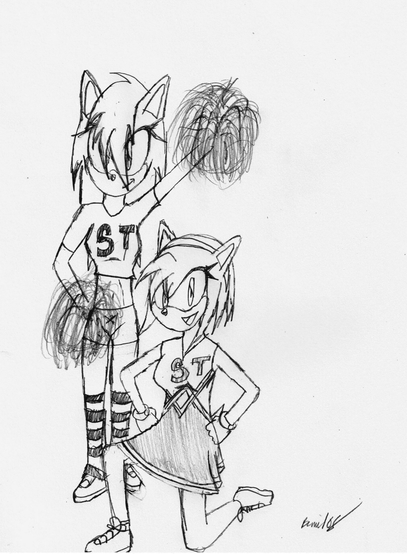 Amy and Sonia as cheerleaders by iloveanime
