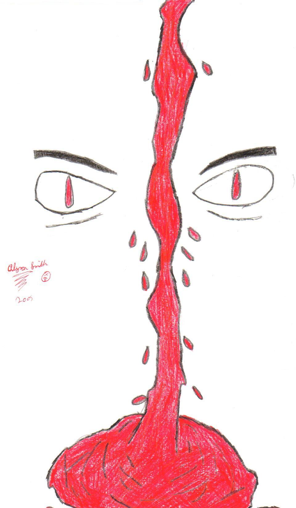 A Trickle Of Blood by ilovetodraw