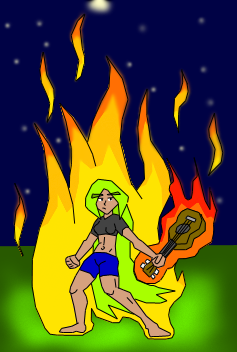 Flaming Rockstar Girl2 by infurno