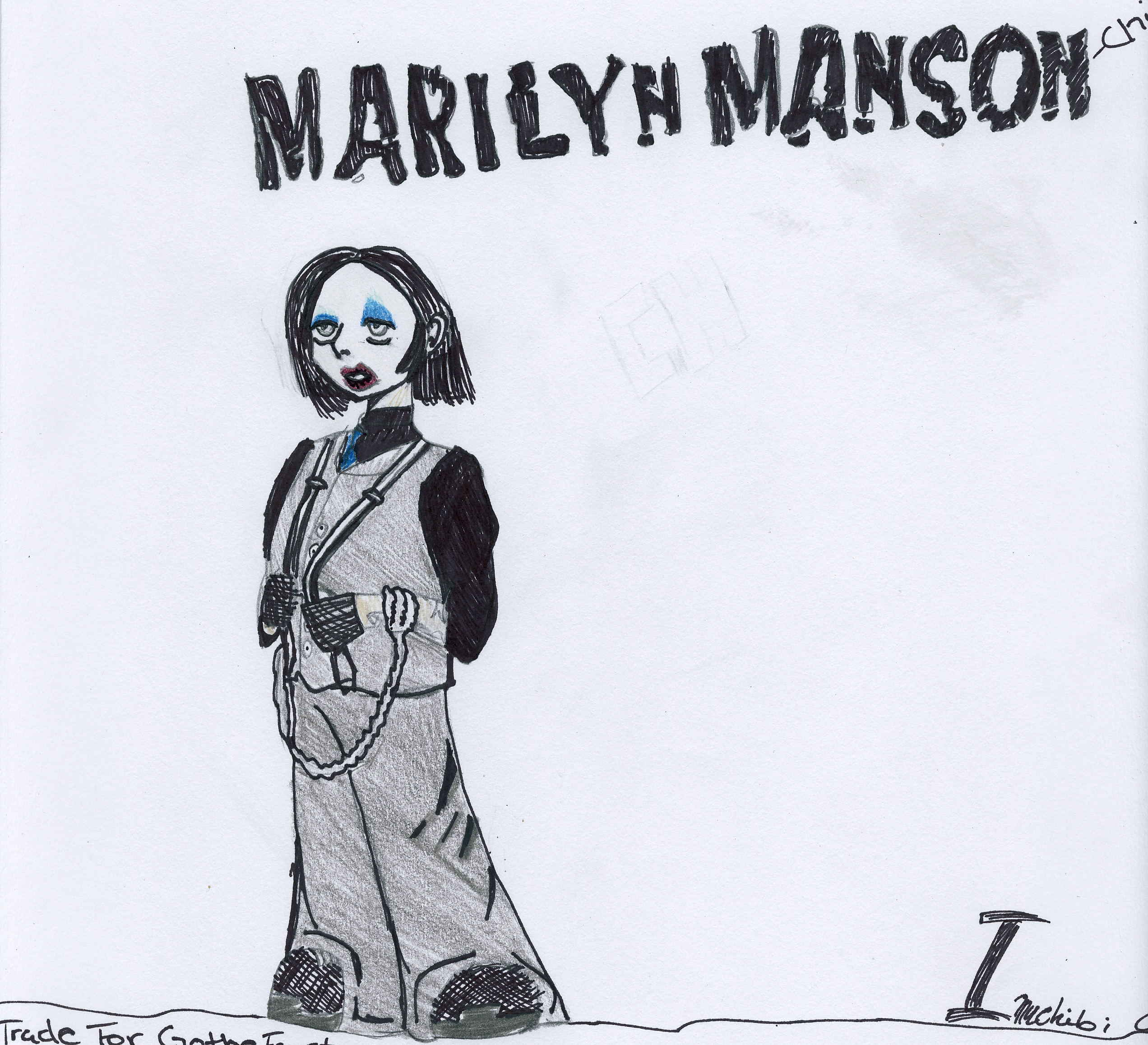 Marilyn Manson Chibi 4 Art Trade w/ gothefaust by inuchibi