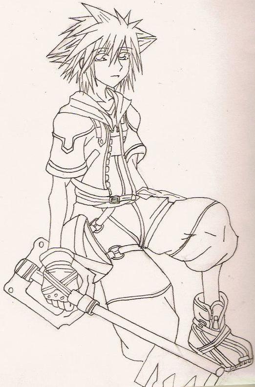 first drawing of sora in his kh2 outfit by inuyashaandsora