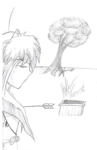 inuyasha pinned to the 1000 year old tree by iysgurl