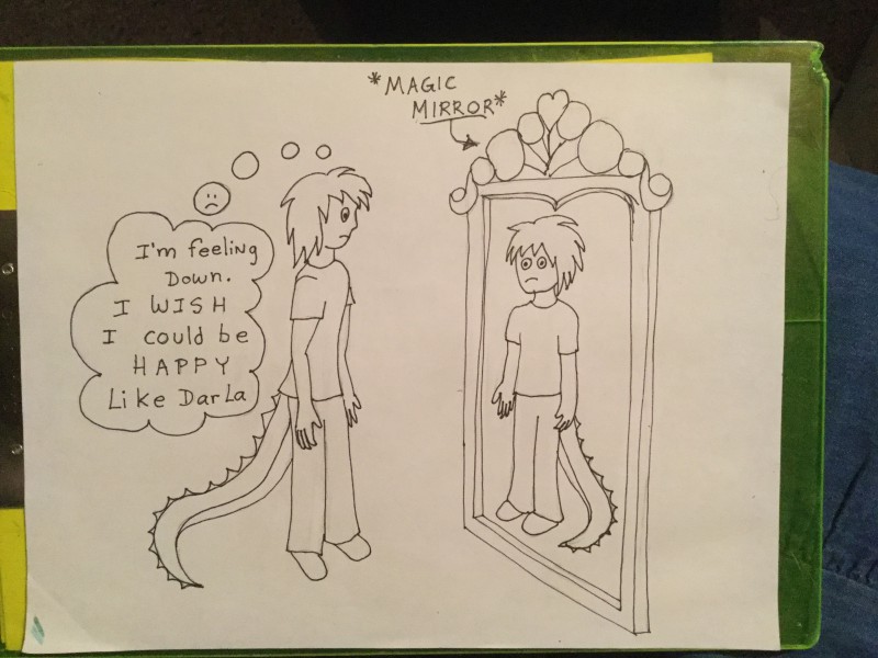 Sad Arthur and the magic mirror by Jadis