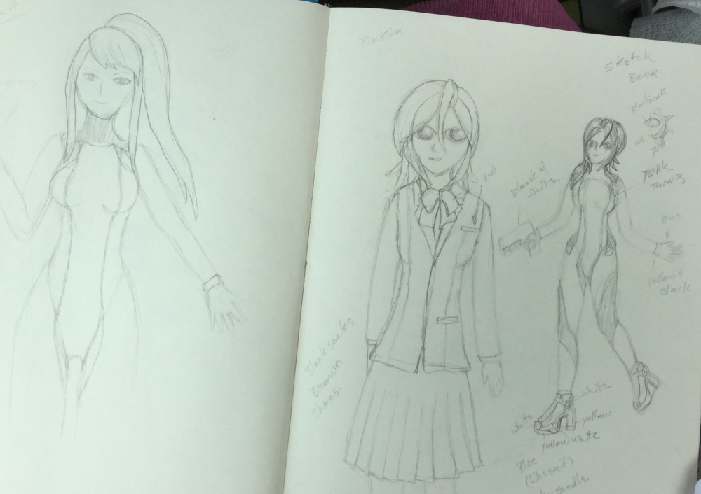 Samus and Rukia sketches by Jadis
