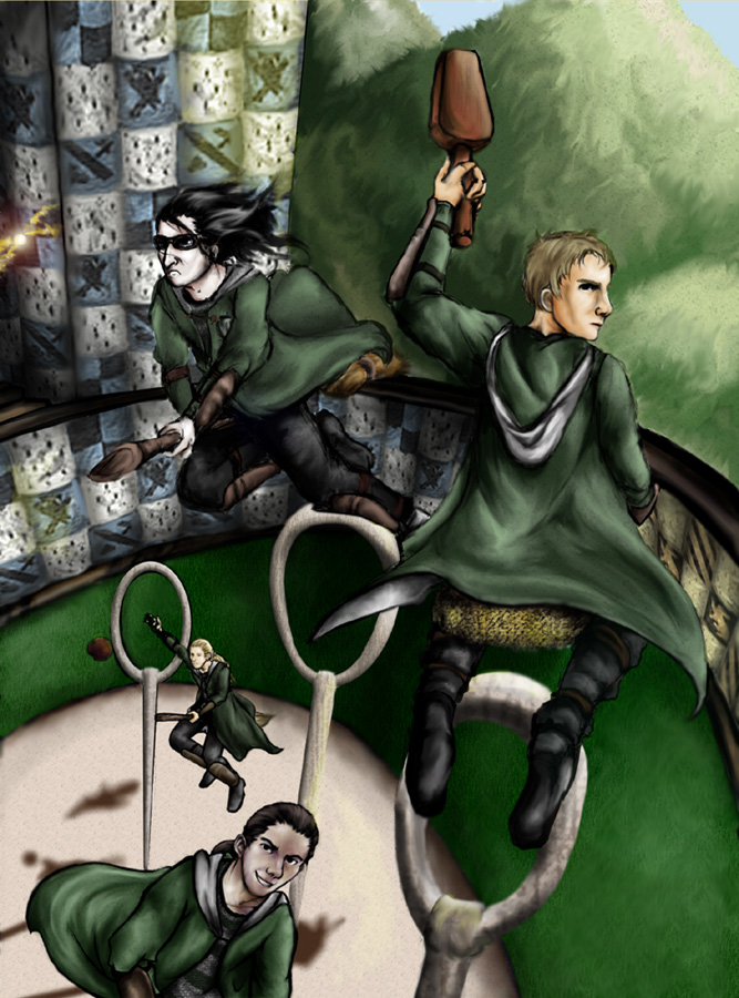 Slytherin Quidditch Practice by Jailcrow_of_Mandos