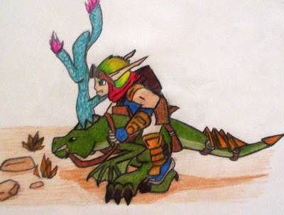 Jak riding Leaper Lizard by JakLover01