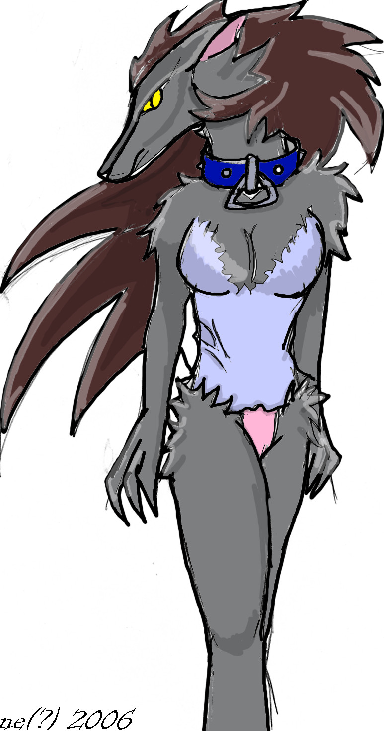 emily's wolfen form in pink panties by JazmynMoon21