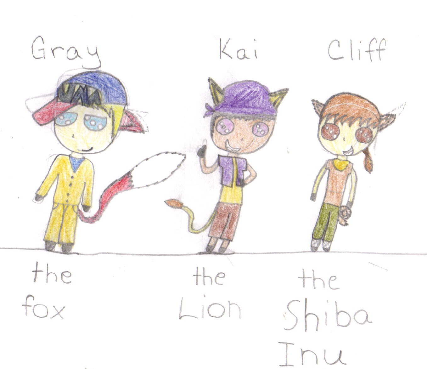 Gray,Kai,and Cliff in chibi neko version by Jbelle