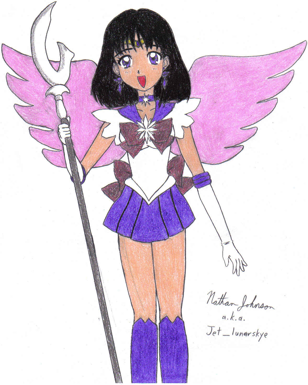 Sailor Saturn with pink wings by Jet_lunarskye