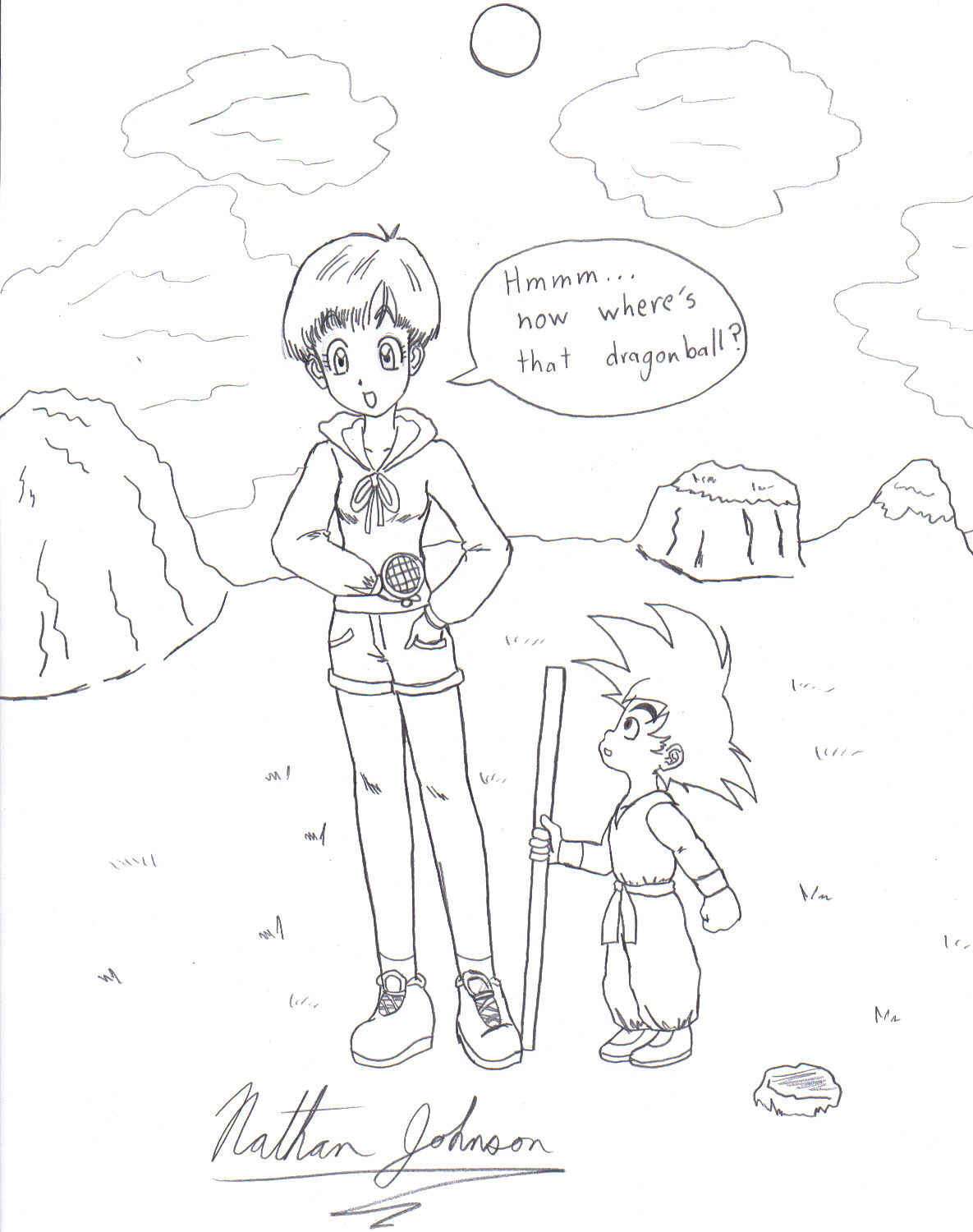 Bulma and Goku: "Where's that dragonball?" by Jet_lunarskye