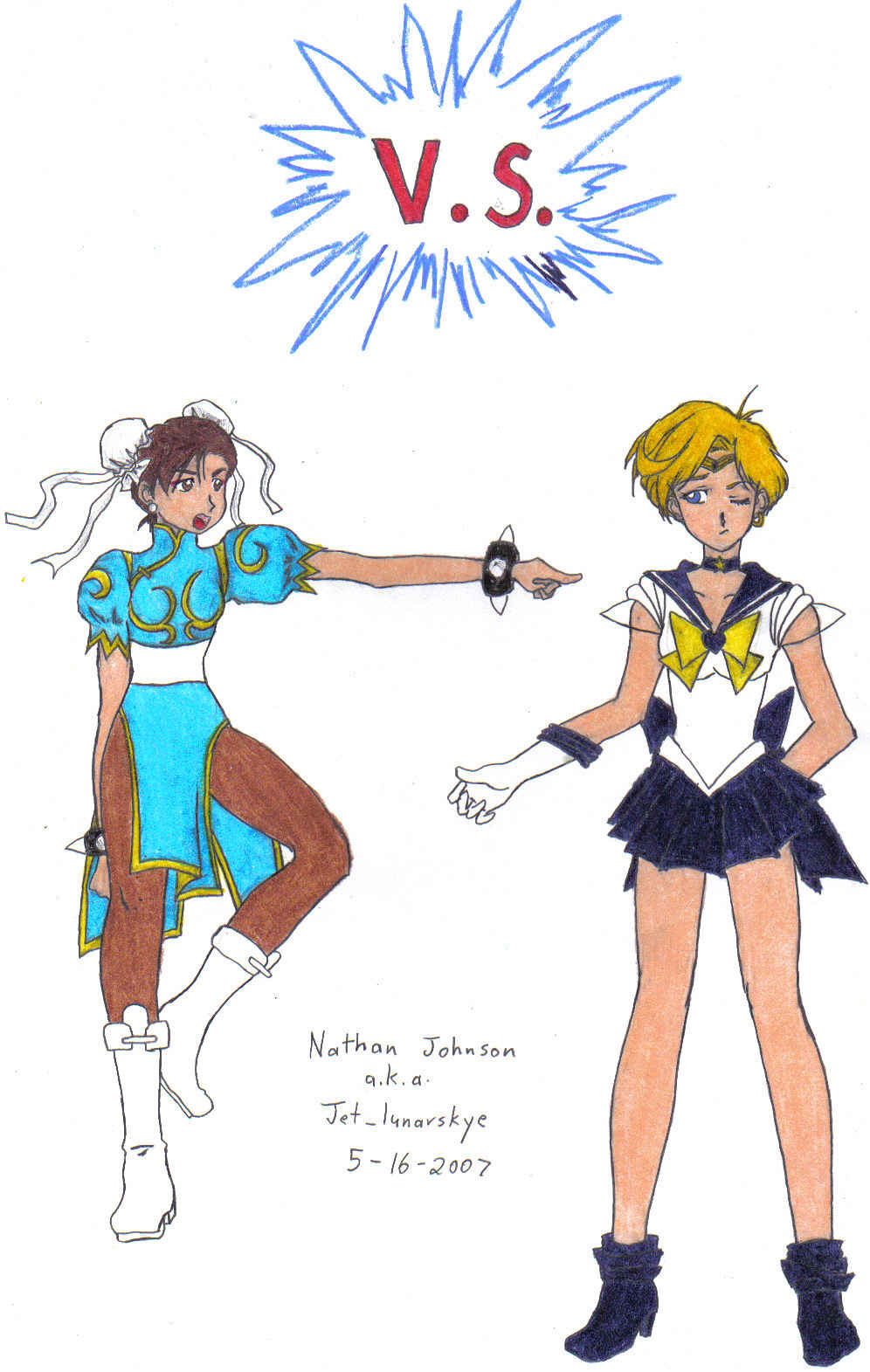 Chun-li V.S. Sailor Uranus by Jet_lunarskye