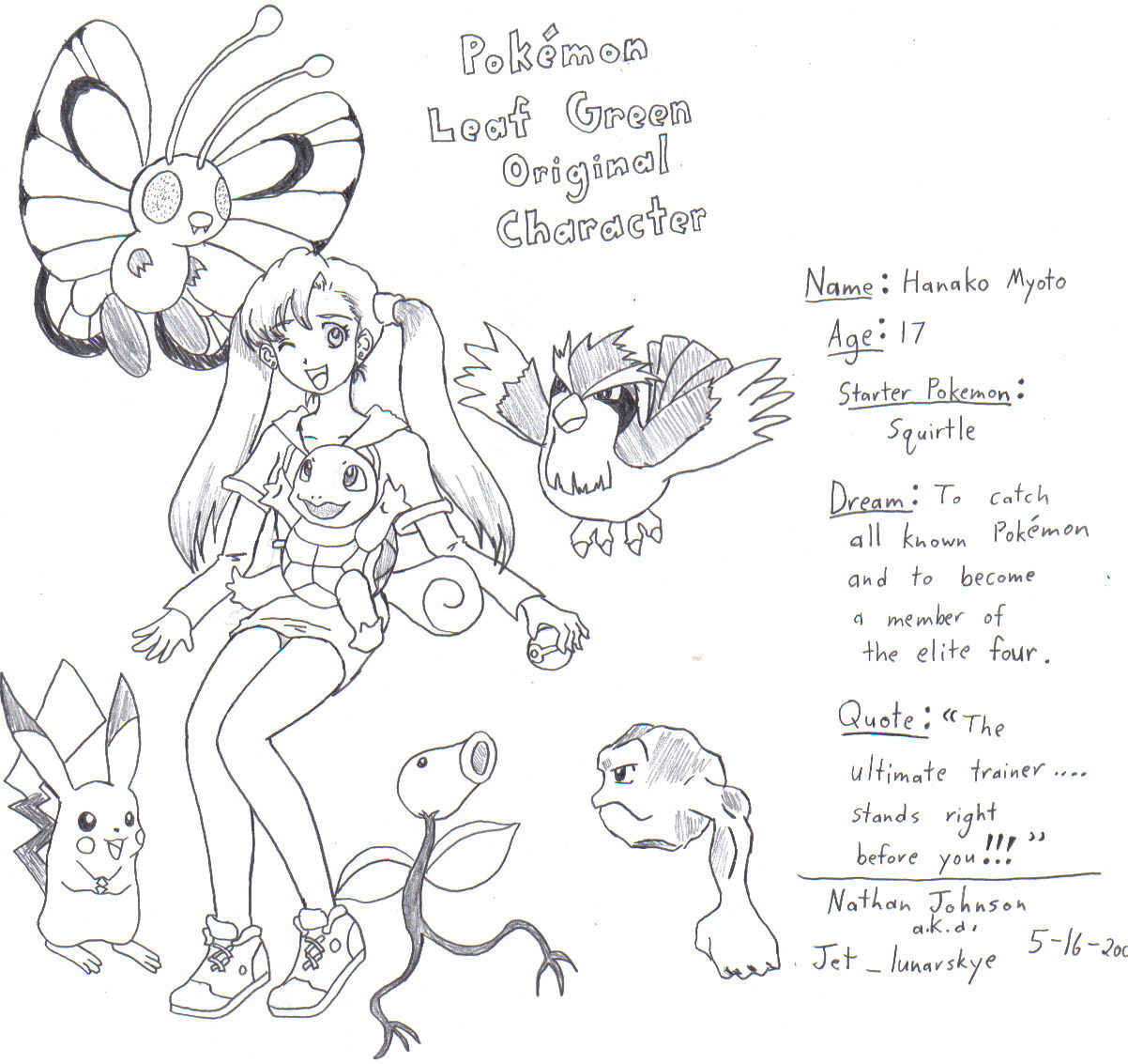 Original Character Hanako and pokemon by Jet_lunarskye