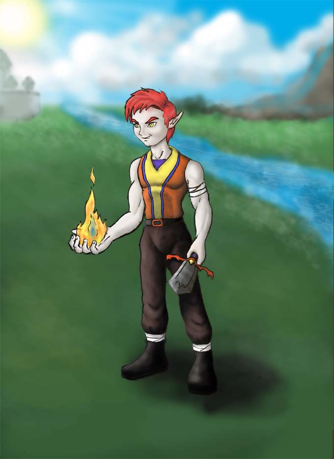 Hero of Fire with Background by John325