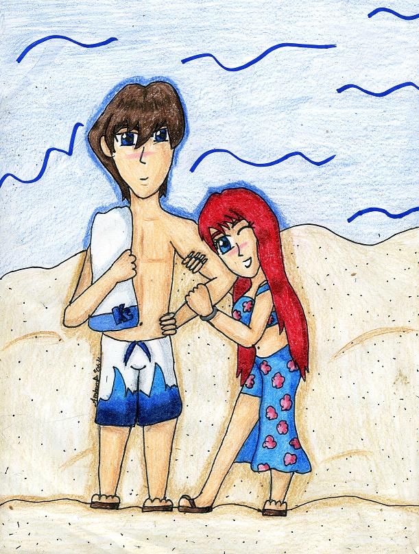 Riana and Seto at the Beach (Request) by JoyKaiba