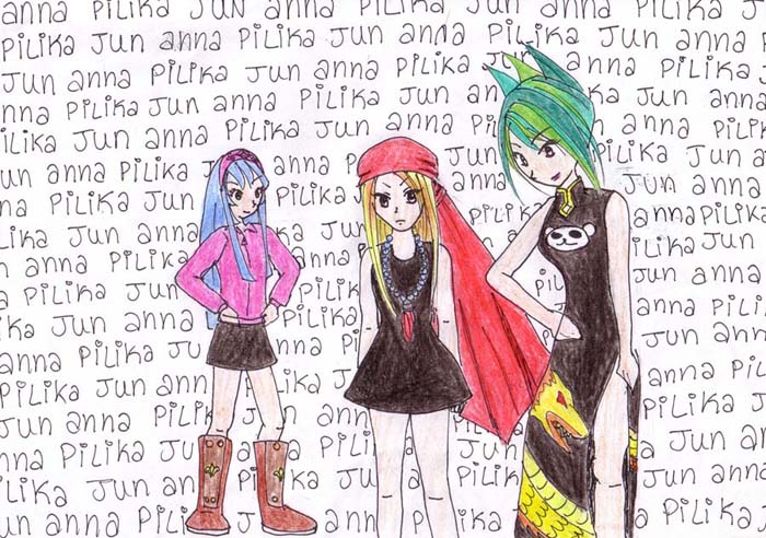 Pilica, Anna, and Jun by Joycethemonster