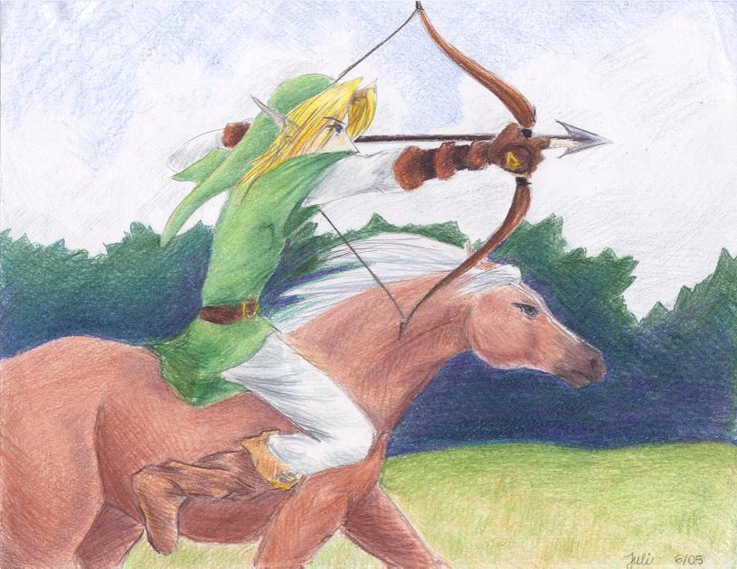 Archer Link riding Epona by Juli