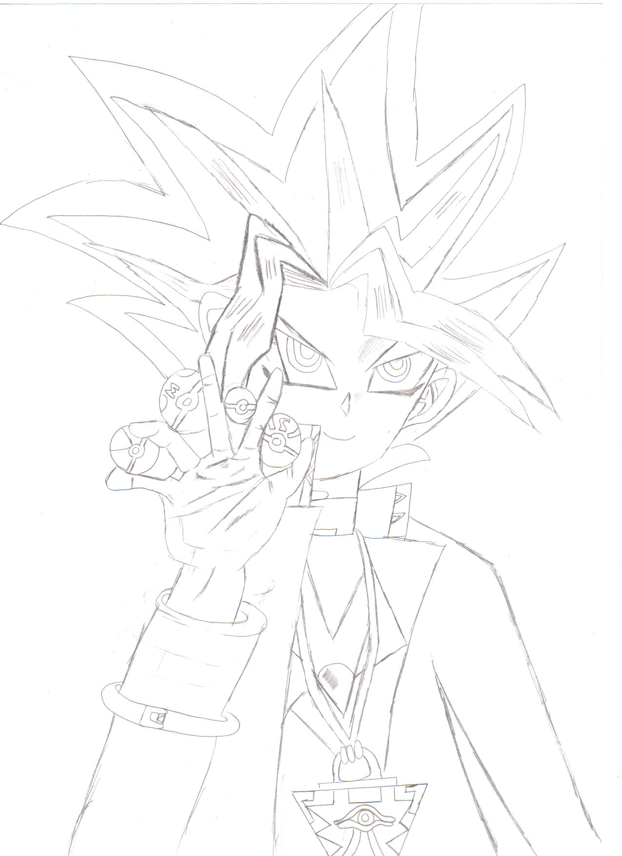 Yami Yugi Holding Pokeballs In A Cool Style by Just_A_Artist