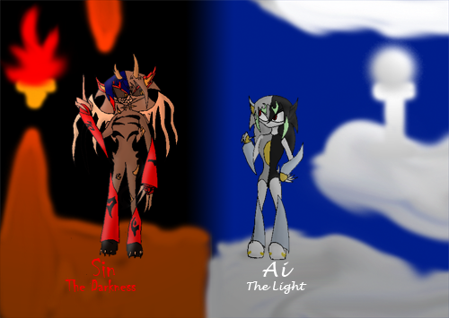 Light and Dark: Sin and Ai's Desktop by JustaMetalSonicFan1
