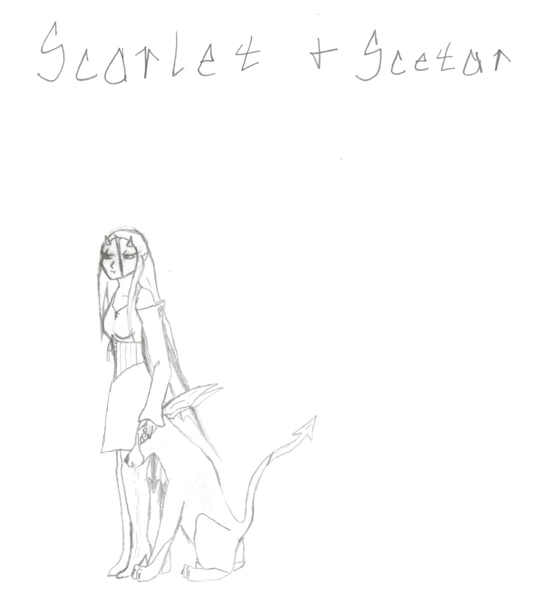 Scarlet and her wierd pet by Justicemilk_Vegetablewoman
