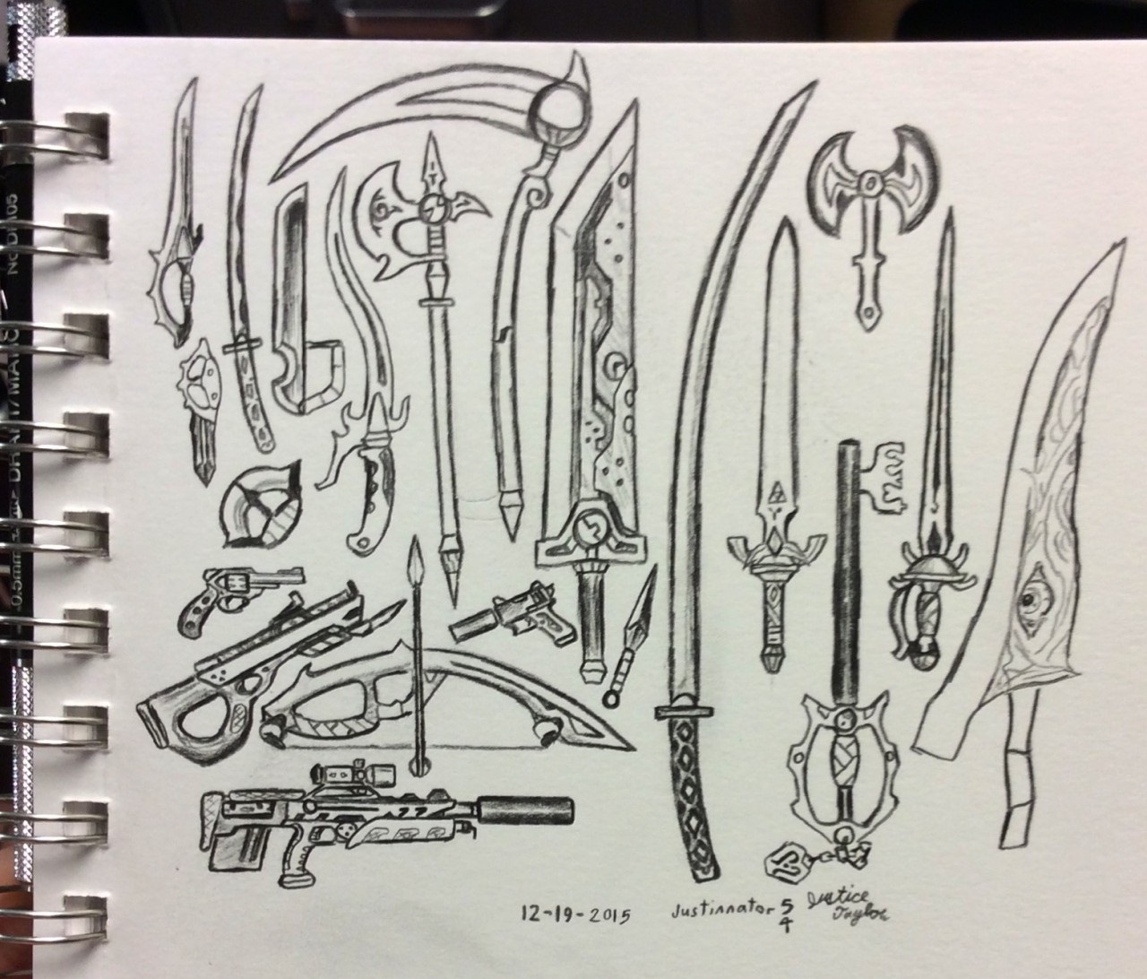 Weapon sketches including Master Sword by Justinnator6