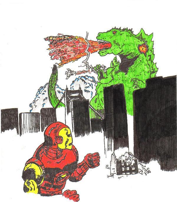 Iron Man Vs. Godzilla by j_sparrow