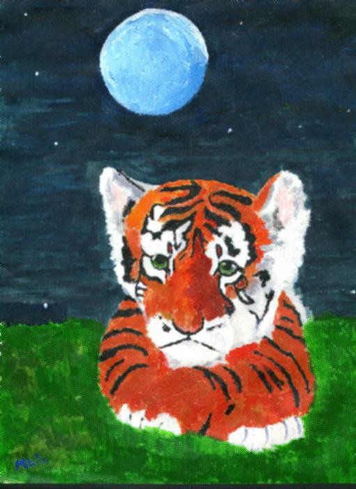 Tiger Under the Blue Moon by jadeflower82