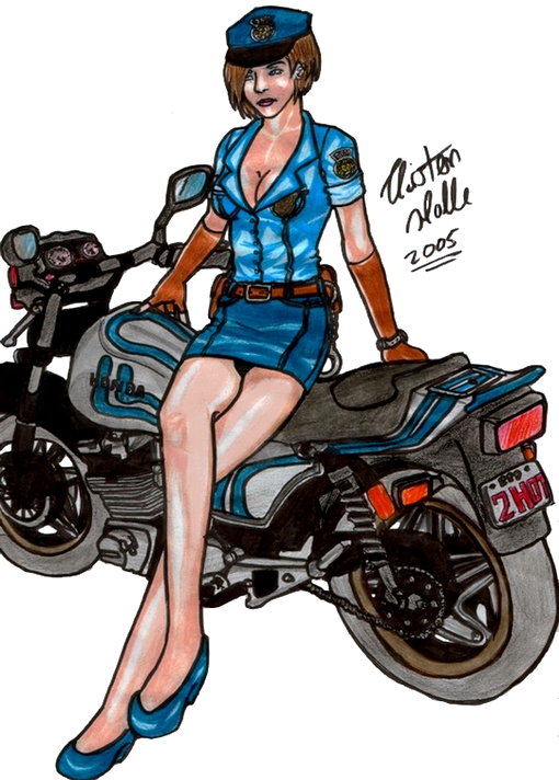 Jill + motor-bike(police officer costume) by jill-valentine