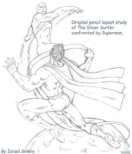 alpha: Silver Surfer vs. Superman (study sketch) by jira