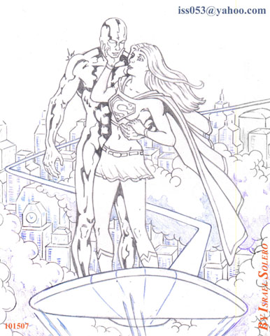 alpha: The Silver Surfer &amp; Supergirl (Pencil) by jira