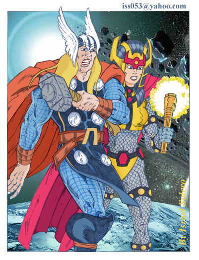 alpha: Big Barda & Mighty Thor (clr) by jira