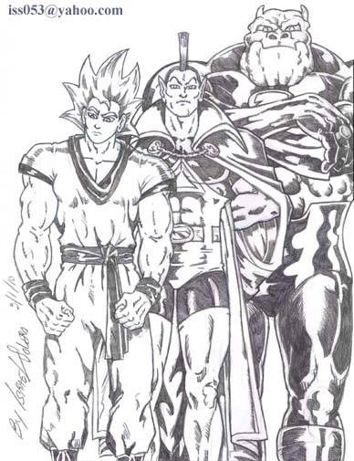 alpha: Goku, Gladiator & Kilowog (prelim) by jira
