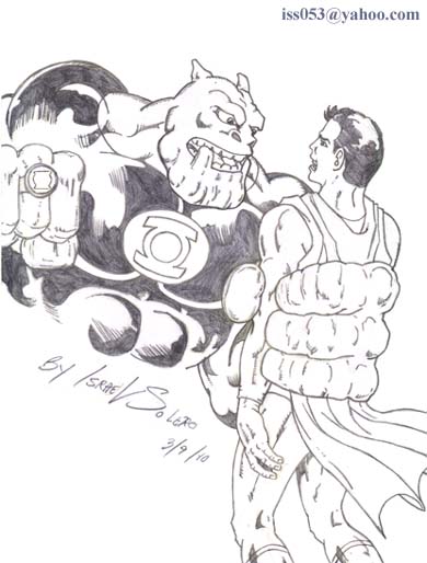 alpha: Kilowog vs. Superman (pencil) by jira