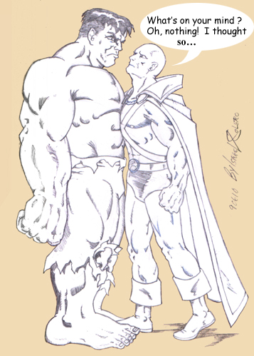 alpha: Hulk & Martian Manhunter (pencil) by jira