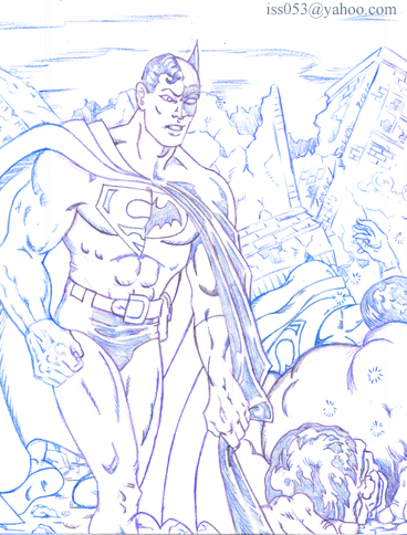 alpha: Composite Superman vs. Hulk & Superman (pencil) by jira