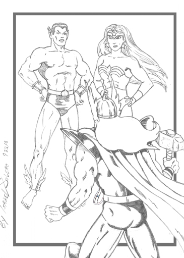 alpha: Sub-Mariner, Wonder Woman & Thor (pencil) by jira