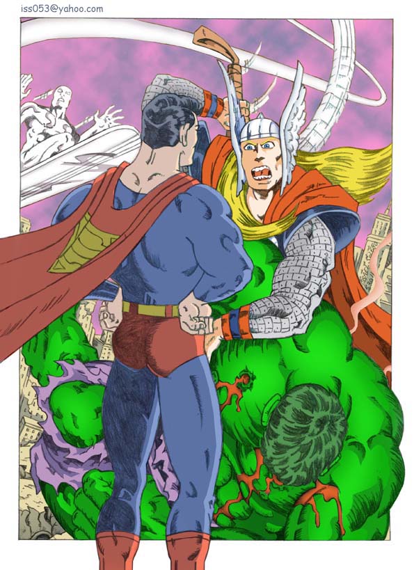 alpha: Superman vs Hulk, Thor & Silver Surfer clr by jira
