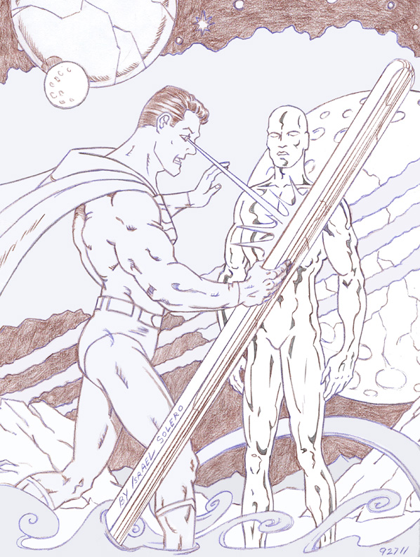 Superman tries to ruin the Silver Surfer's ride (prelim) by jira