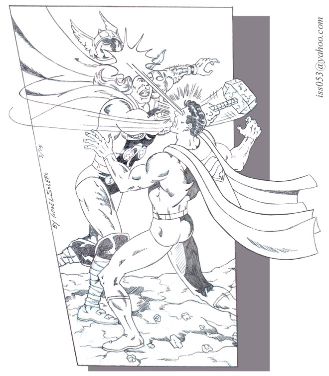 alpha: Thor vs. Superman (pencil) by jira