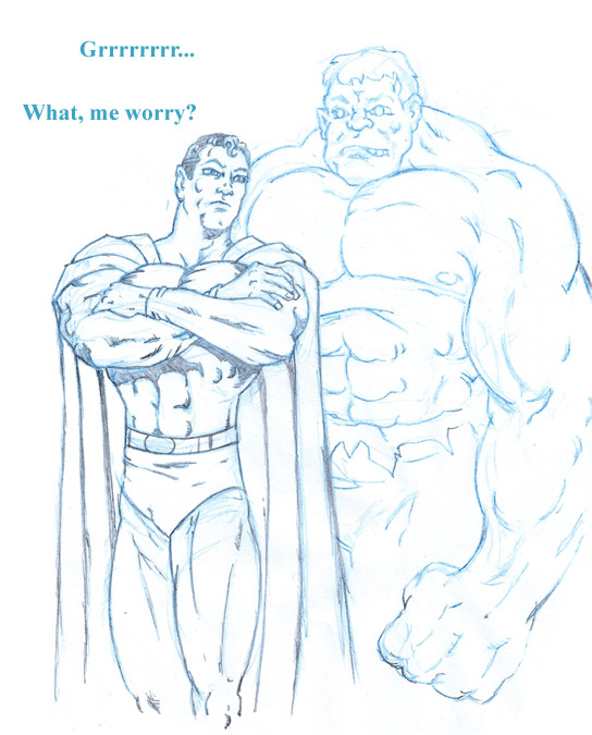 alpha: Hulk & Superman (pencil) by jira