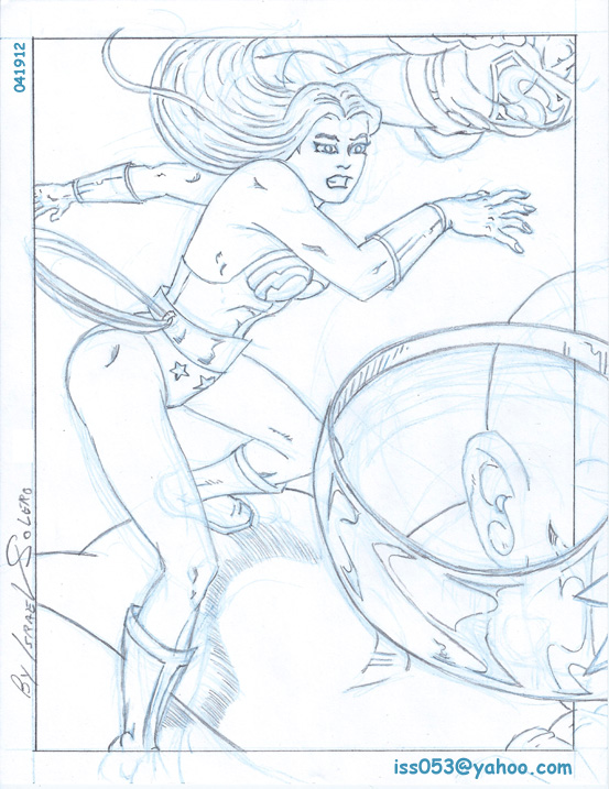 alpha: Atom Smasher, Wonder Woman & Superman (outline sketch) by jira