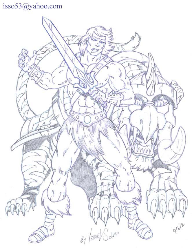 alpha: Battle Cat & He-Man (pencil) by jira