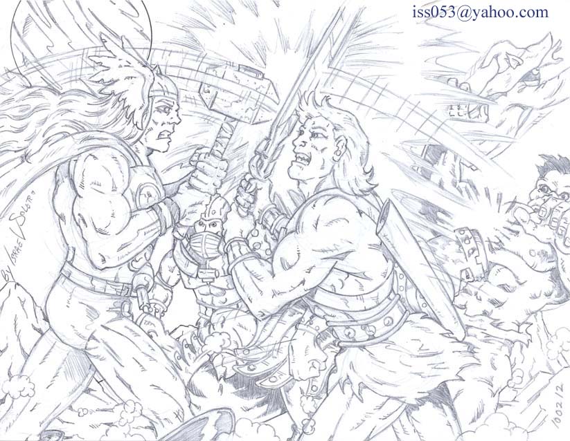 alpha: He-Man vs. Thor & Hulk (prelim) by jira