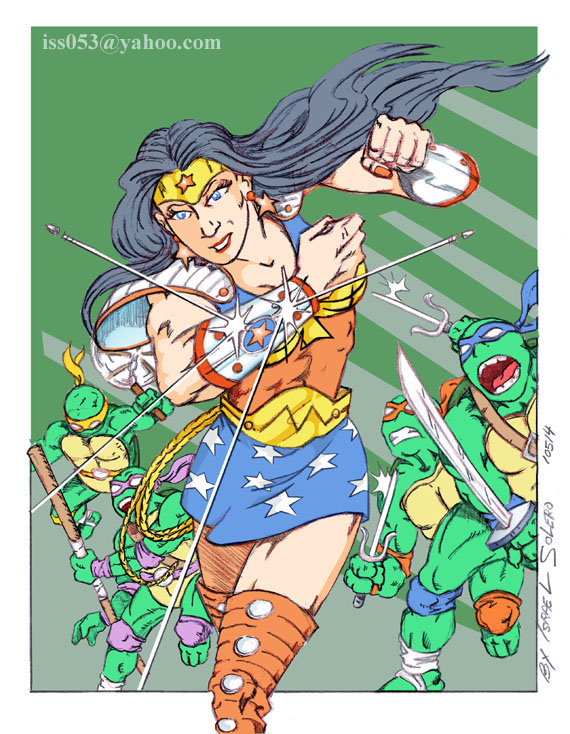 Teenage Mutant Ninja Turtles team-Up with Wonder Woman (clr) by jira