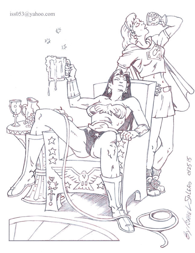 Sharing A Round With Supergirl & Wonder Woman (prelim) by jira