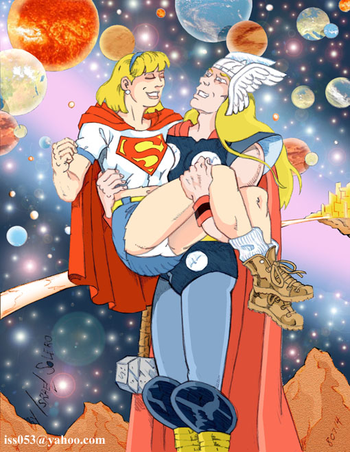 Alien & the God: Supergirl & Thor (clr) by jira