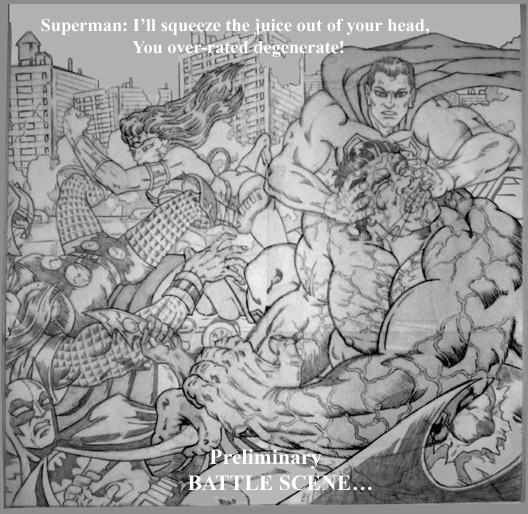 Superman & Wonder Woman battle The Hulk & Thor (photo Prelim) by jira