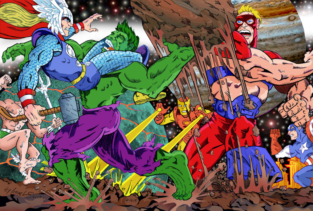 AVENGERS in CHAOS: THOR battles HULK (clr) by jira